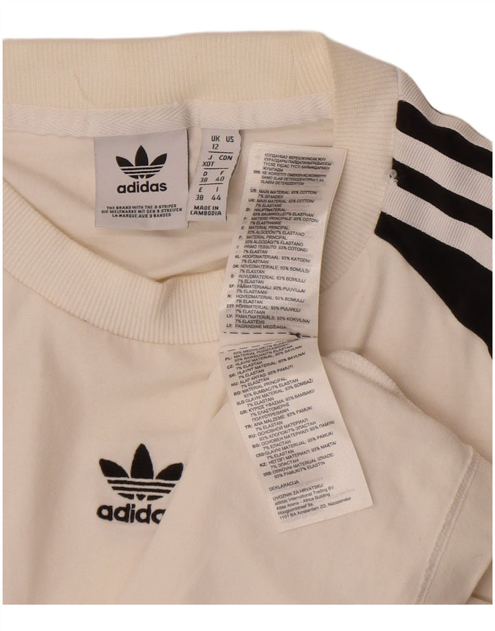 Adidas Womens Top Long Sleeve UK 12 Medium White Cotton