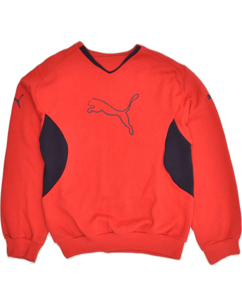 PUMA Boys Graphic Sweatshirt Jumper 15-16 Years Red Colourblock Cotton | Vintage Puma | Thrift | Second-Hand Puma | Used Clothing | Messina Hembry 