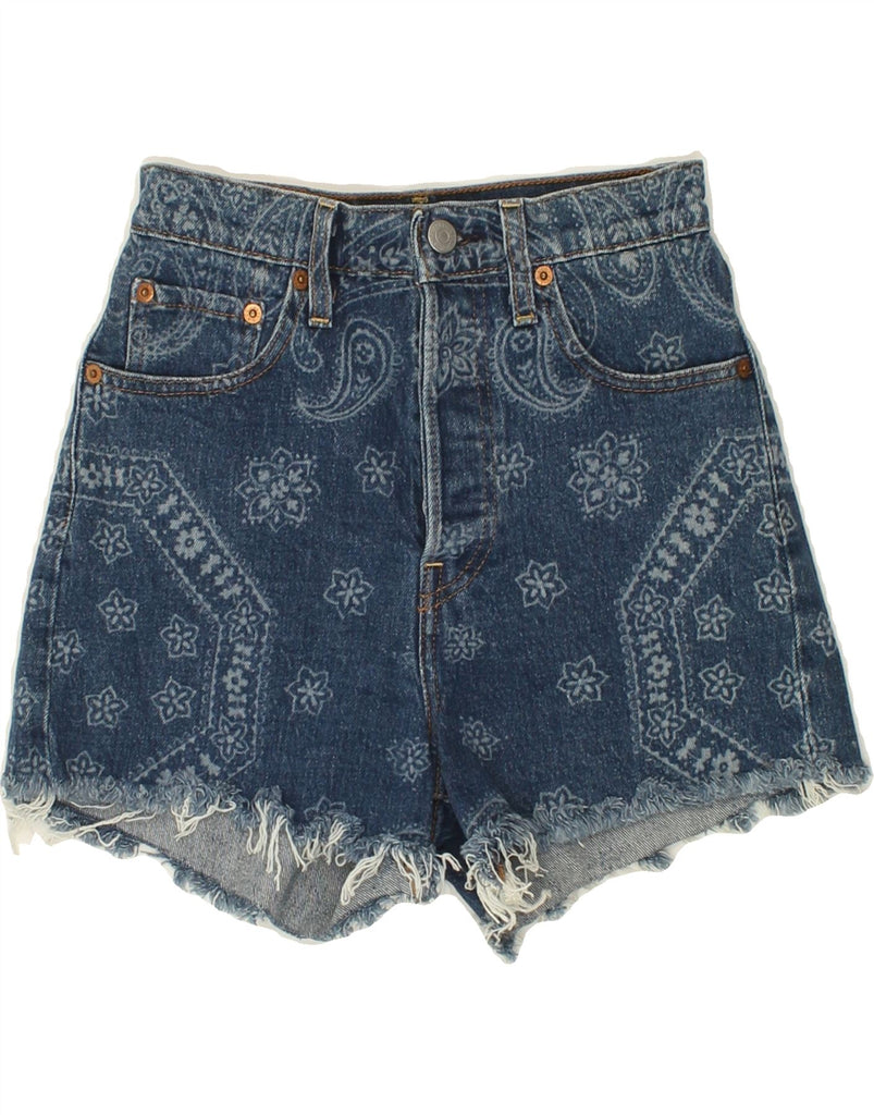 LEVI'S Mens Ribcage Denim Shorts W24 XS Blue Paisley Cotton Vintage Levi's and Second-Hand Levi's from Messina Hembry 