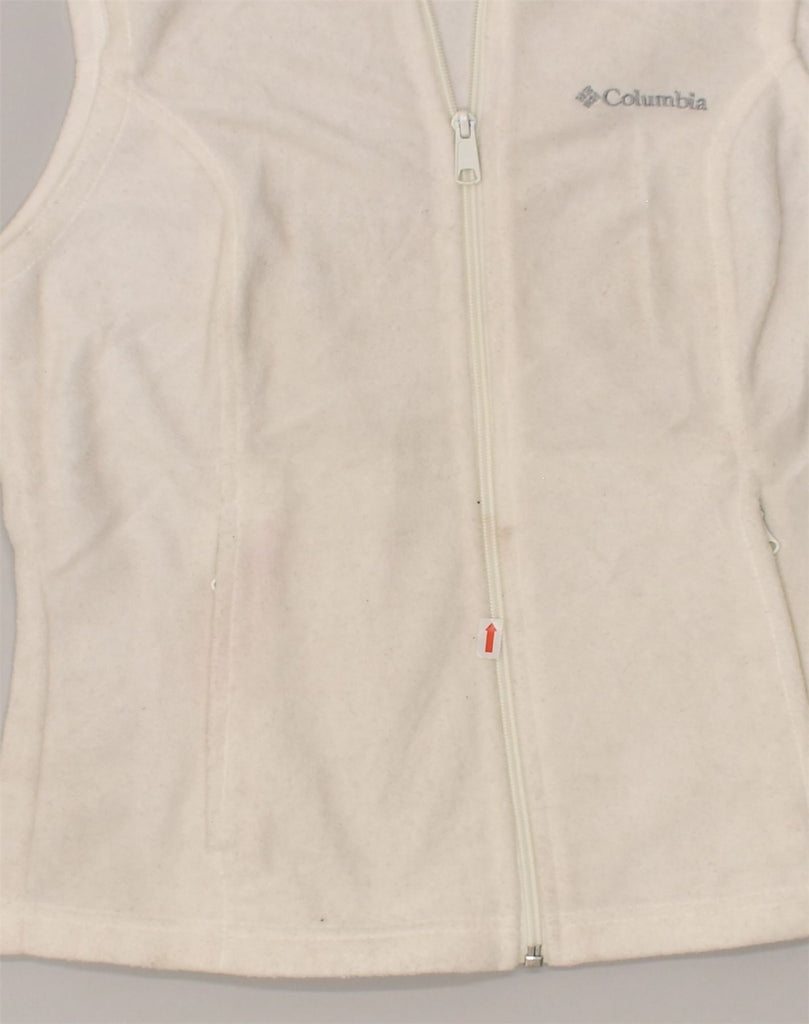 COLUMBIA Womens Fleece Gilet UK 6 XS White Polyester | Vintage Columbia | Thrift | Second-Hand Columbia | Used Clothing | Messina Hembry 