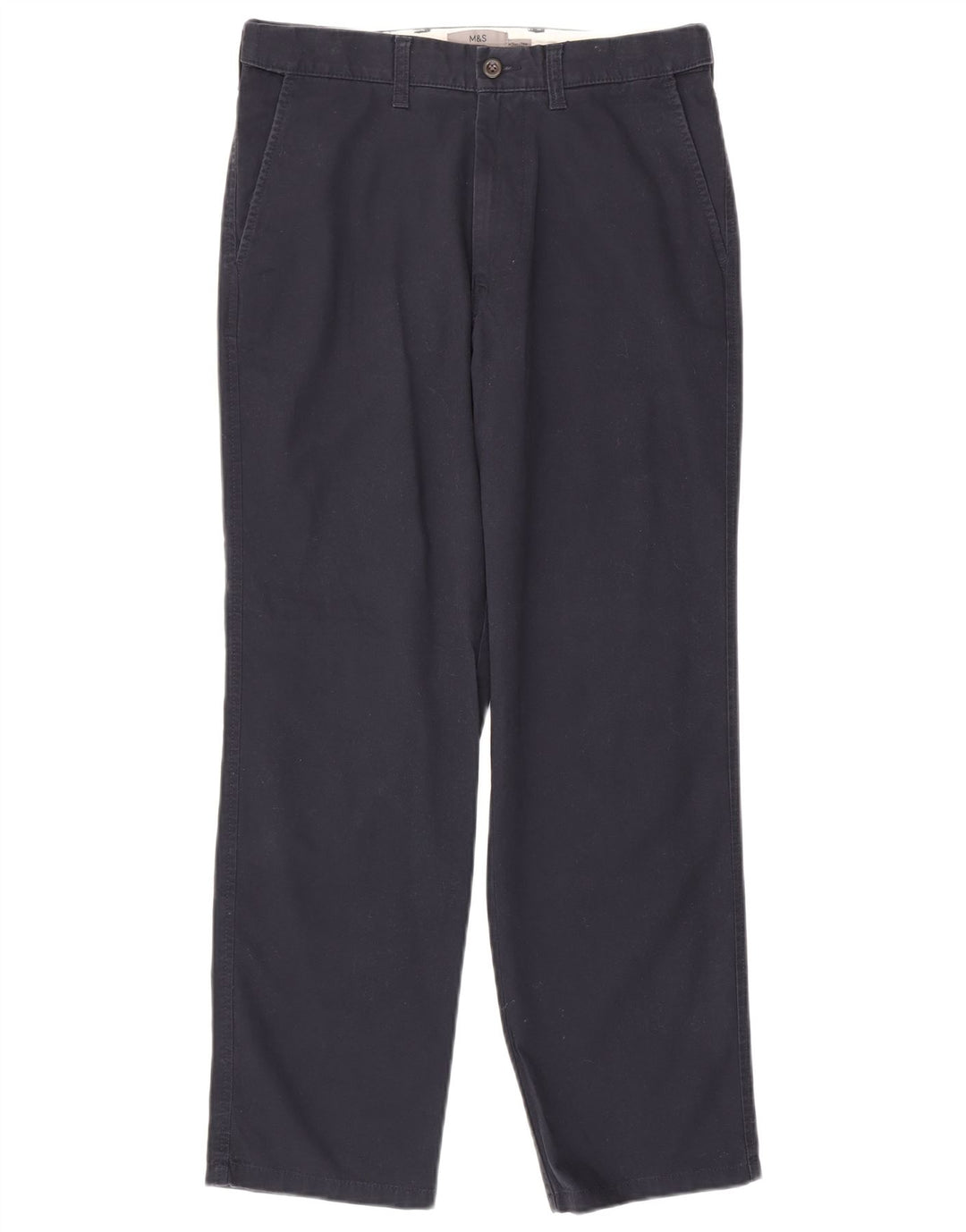 Marks & Spencer Mens Regular Fit Chino Trousers W30 L29 Navy Blue Cotton
