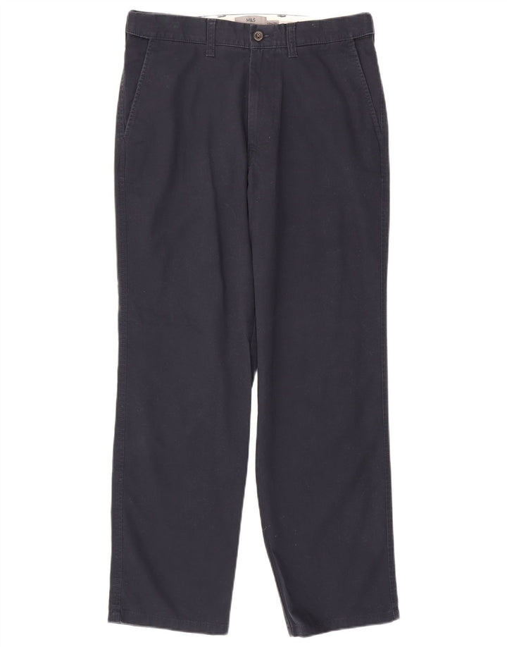 Marks & Spencer Mens Regular Fit Chino Trousers W30 L29 Navy Blue Cotton