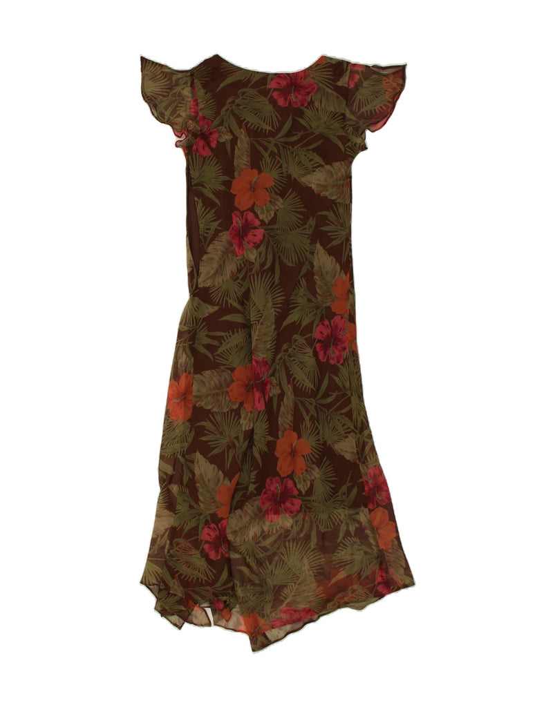 VINTAGE Womens Maxi Dress UK 12 Medium Brown Floral Polyester | Vintage Vintage | Thrift | Second-Hand Vintage | Used Clothing | Messina Hembry 