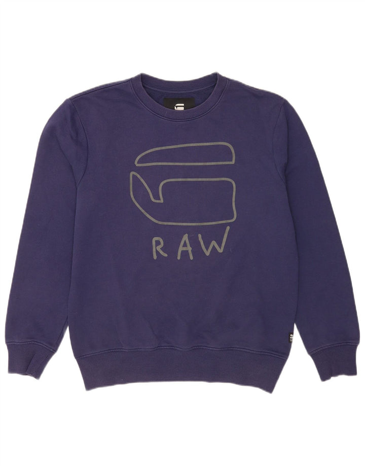 G-Star Mens Graphic Sweatshirt Jumper Medium Navy Blue Cotton
