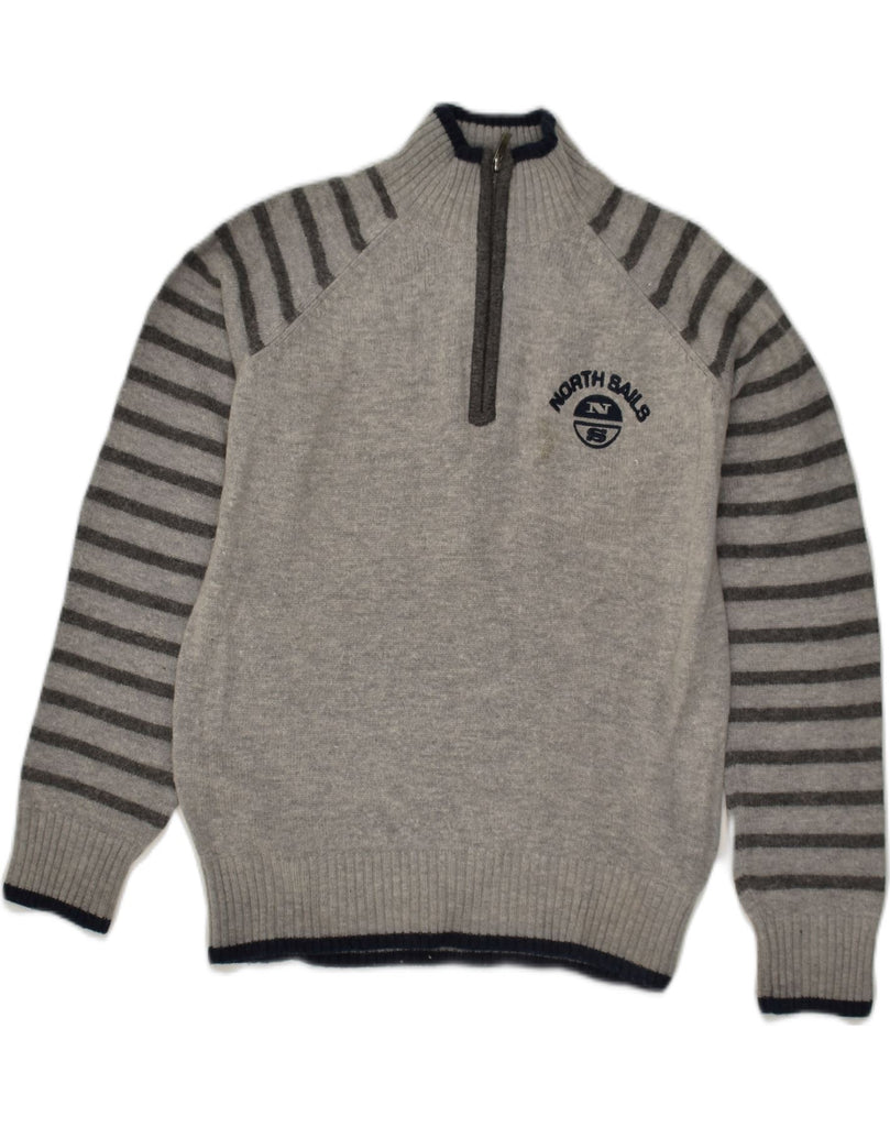 NORTH SAILS Boys Zip Neck Jumper Sweater 11-12 Years Grey Striped | Vintage North Sails | Thrift | Second-Hand North Sails | Used Clothing | Messina Hembry 