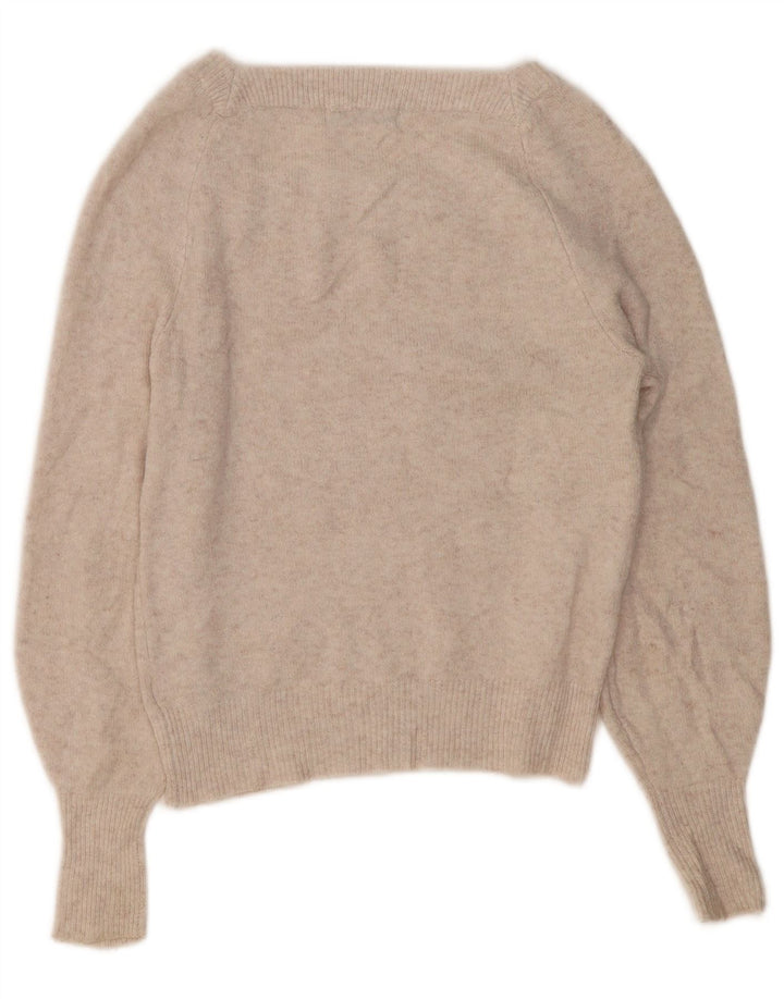Marks & Spencer Womens Boat Neck Jumper Sweater UK 10 Small Beige Polyester
