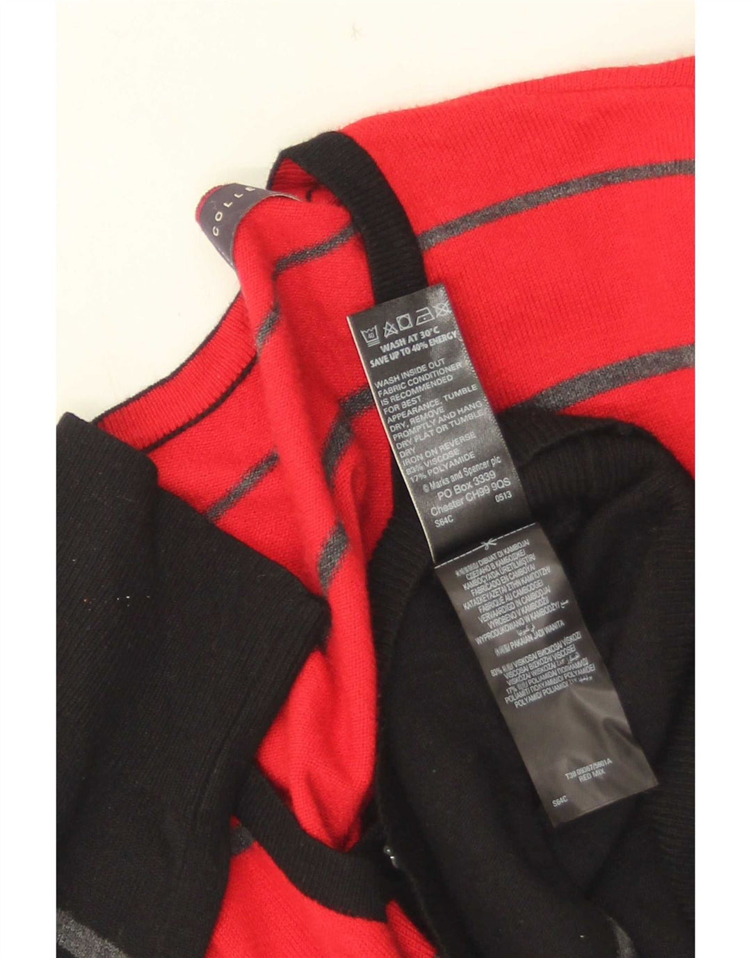 Marks & Spencer Womens Cardigan Sweater UK 16 Large Red Striped Viscose