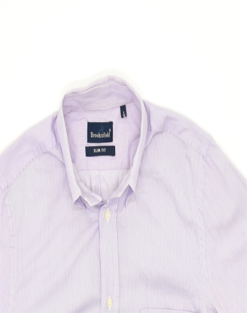 BROOKSFIELD Mens Shirt Size 38 Medium Purple Pinstripe Cotton | Vintage | Thrift | Second-Hand | Used Clothing | Messina Hembry 