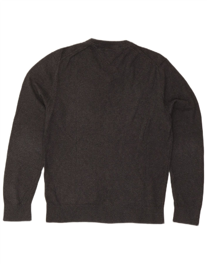 Tommy Hilfiger Mens V-Neck Jumper Sweater Medium Grey Cotton