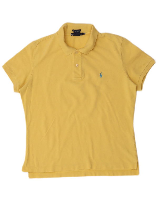 Ralph Lauren Womens Skinny Polo Shirt UK 18 XL Yellow Cotton