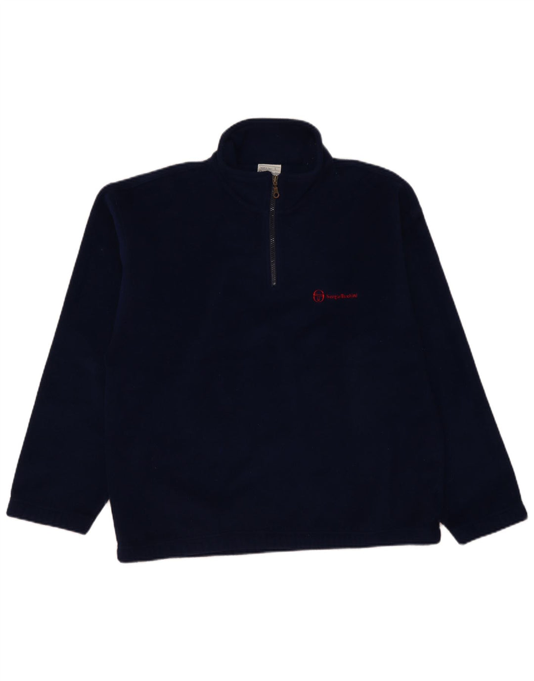 Sergio Tacchini Mens Zip Neck Fleece Jumper Large Navy Blue Polyester