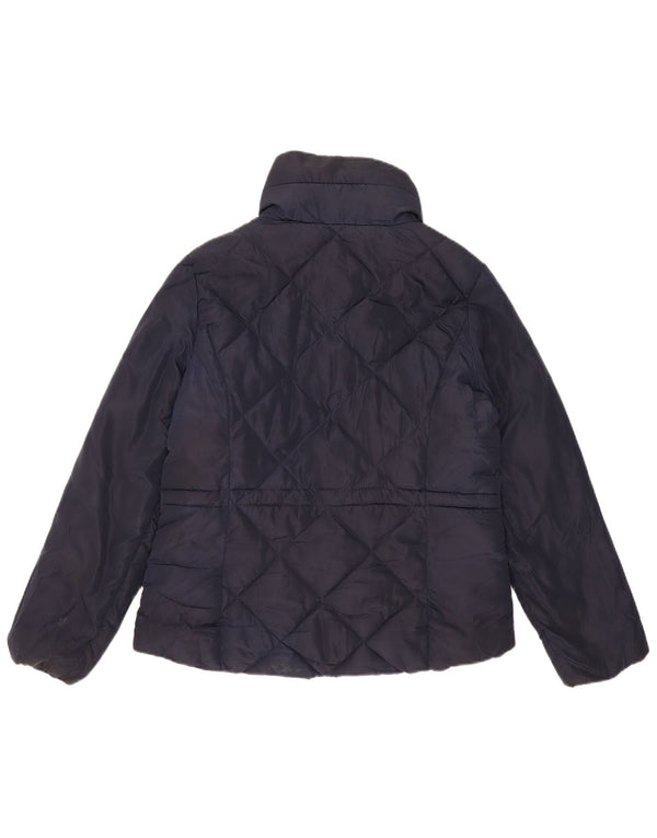 Marks & Spencer Womens Quilted Jacket UK 12 Medium Navy Blue Polyester