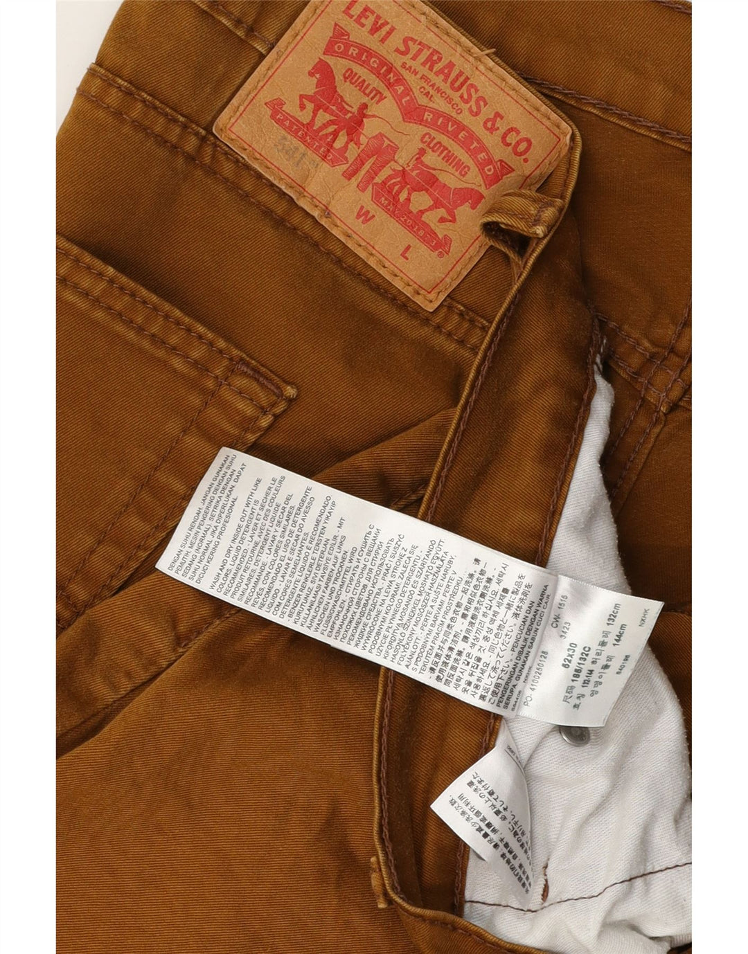 Levi's Mens 541 Straight Casual Trousers W52 L30 Brown Cotton