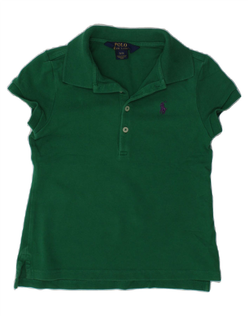 POLO RALPH LAUREN Girls Polo Shirt 6-7 Years Small Green Cotton | Vintage Polo Ralph Lauren | Thrift | Second-Hand Polo Ralph Lauren | Used Clothing | Messina Hembry 