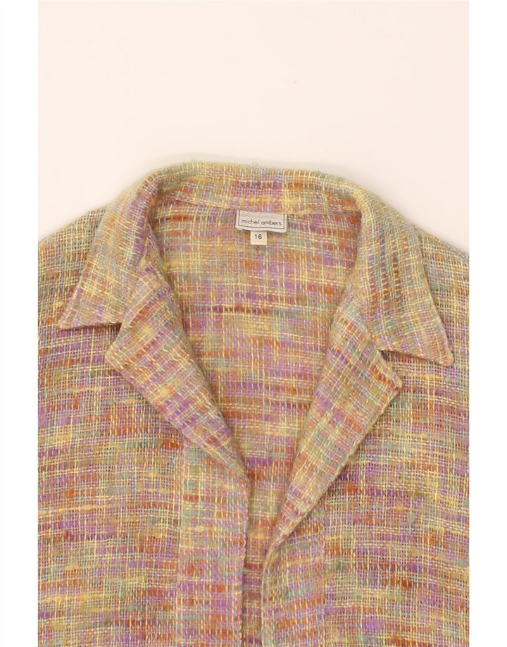 MICHEL AMBERS Womens Open Overcoat UK 16 Large Multicoloured Wool Vintage Michel Ambers and Second-Hand Michel Ambers from Messina Hembry 