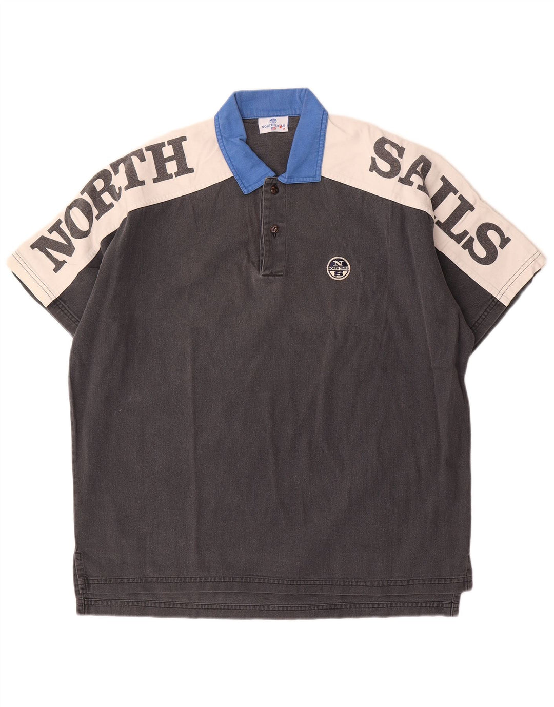 North Sails Mens Graphic Polo Shirt Medium Grey Colourblock Cotton