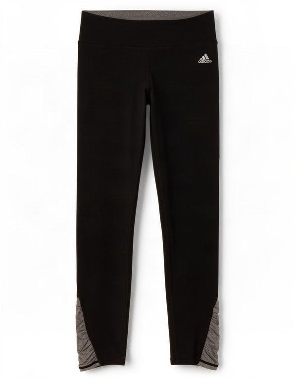Adidas Womens Dri Fit Leggings UK 8/10 Small Black Colourblock Polyester