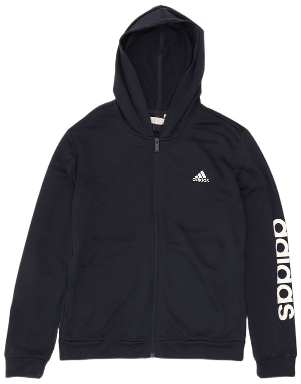 ADIDAS Womens Graphic Zip Hoodie Sweater UK 16/18 Large Navy Blue