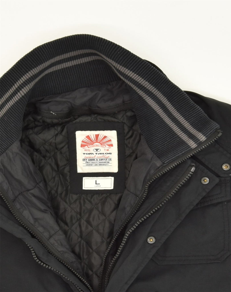 TOM TAILOR Mens Utility Jacket UK 40 Large Black Polyamide | Vintage Tom Tailor | Thrift | Second-Hand Tom Tailor | Used Clothing | Messina Hembry 