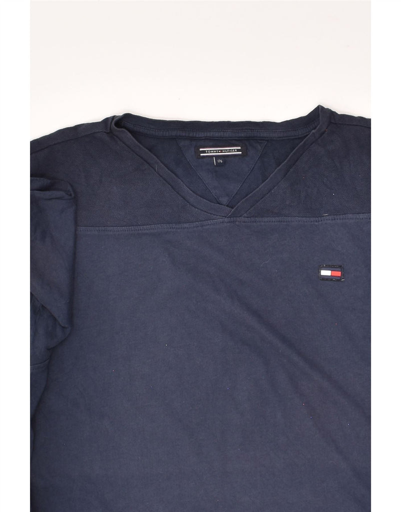 TOMMY HILFIGER Boys T-Shirt Top 15-16 Years Navy Blue Cotton | Vintage Tommy Hilfiger | Thrift | Second-Hand Tommy Hilfiger | Used Clothing | Messina Hembry 