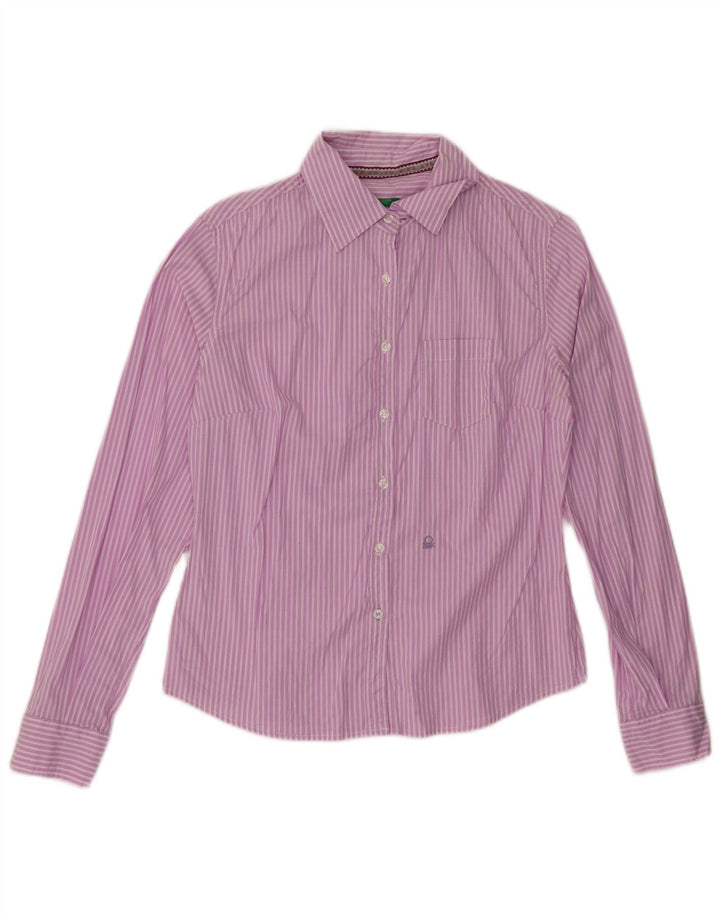 BENETTON Womens Shirt UK 14 Medium Purple Striped