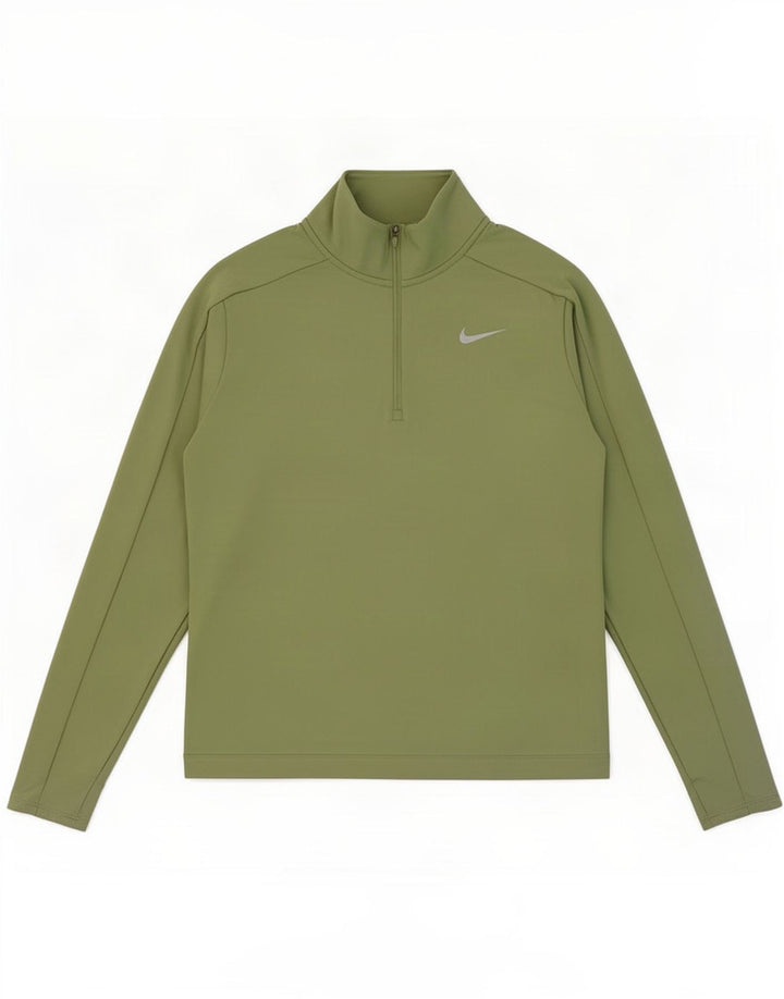 Nike Womens Running Zip Neck Top Long Sleeve UK 18 XL Green Polyester