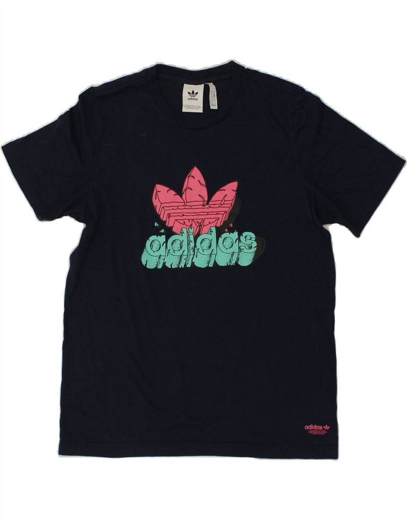 ADIDAS Mens Graphic T-Shirt Top Medium Navy Blue Cotton | Vintage Adidas | Thrift | Second-Hand Adidas | Used Clothing | Messina Hembry 