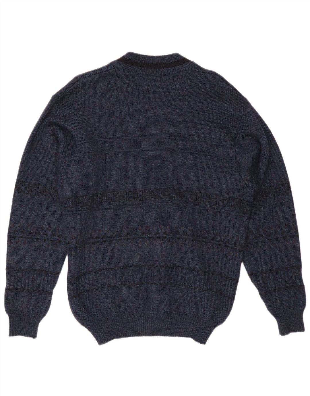 WESTBURY Mens V-Neck Jumper Sweater IT 48/50 Medium Navy Blue Fair Isle Vintage WESTBURY and Second-Hand WESTBURY from Messina Hembry 