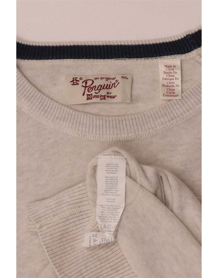 Penguin Mens Boat Neck Jumper Sweater 2XL Grey Cotton