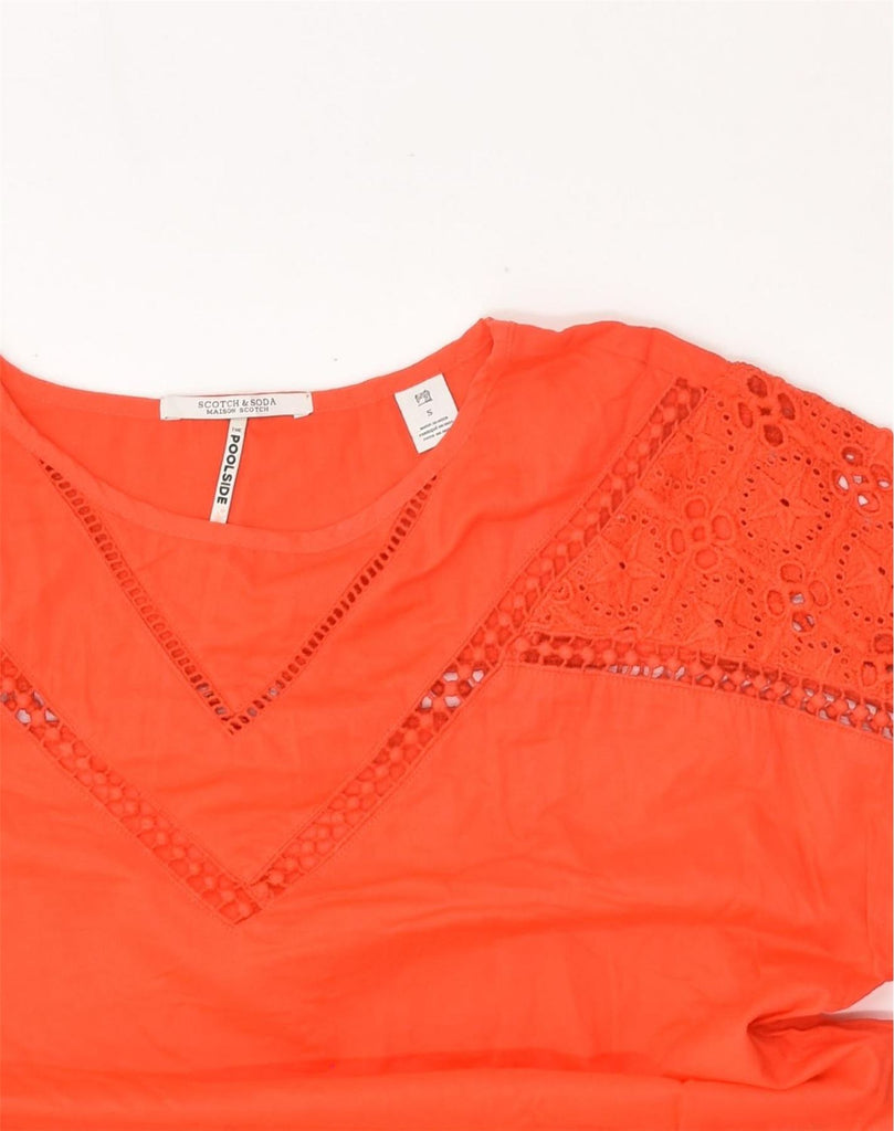 SCOTCH & SODA Womens Blouse Top UK 10 Small Orange Cotton | Vintage Scotch & Soda | Thrift | Second-Hand Scotch & Soda | Used Clothing | Messina Hembry 