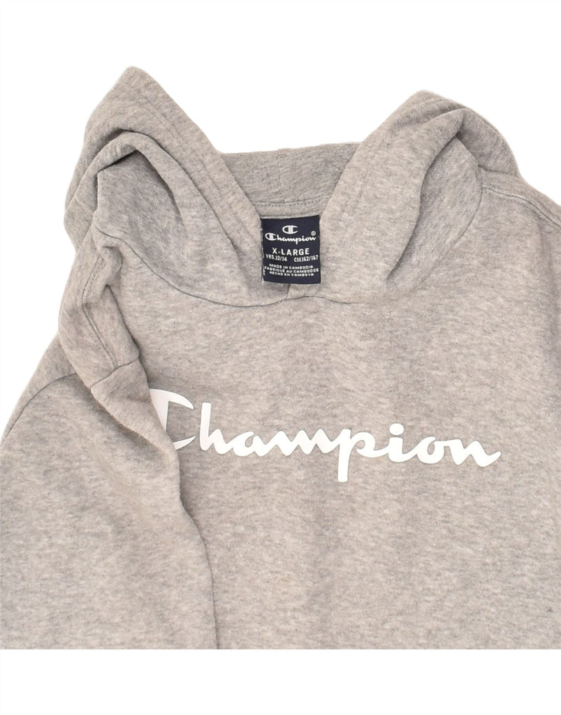 CHAMPION Boys Graphic Hoodie Jumper 13-14 Years XL Grey Cotton Vintage Champion and Second-Hand Champion from Messina Hembry 