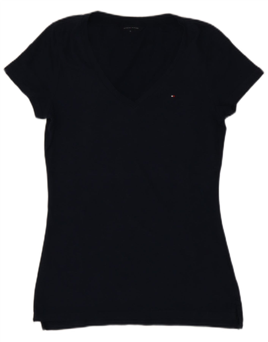 TOMMY HILFIGER Womens T-Shirt Top UK 12 Medium Navy Blue Cotton