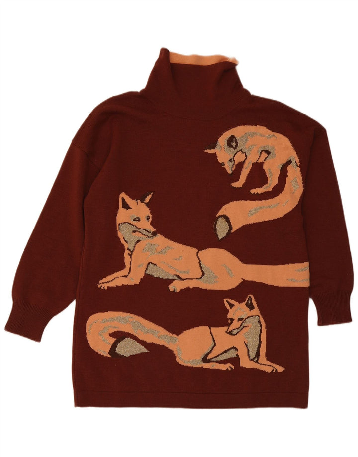 Escada Womens Graphic Roll Neck Jumper Sweater EU 36 Small Brown