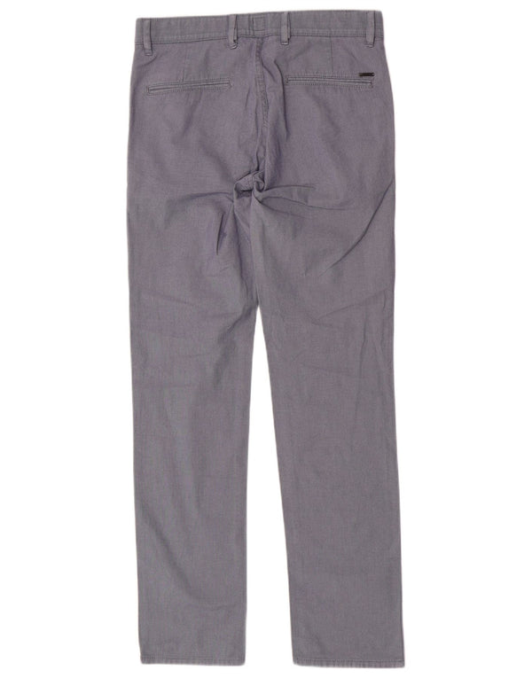 Hugo Boss Mens Slim Fit Chino Trousers W31 L32 Navy Blue Spotted Cotton