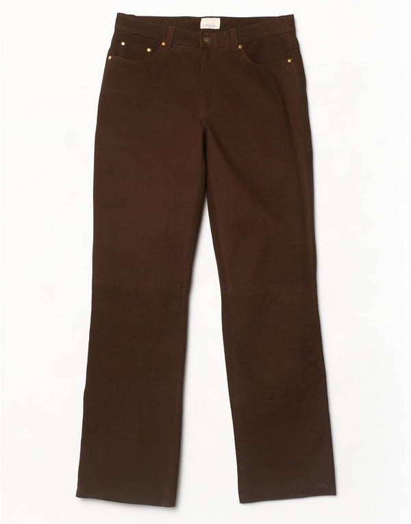 Spieth & Wensky Mens Straight Leather Trousers EU 48 Medium W32 L33 Brown