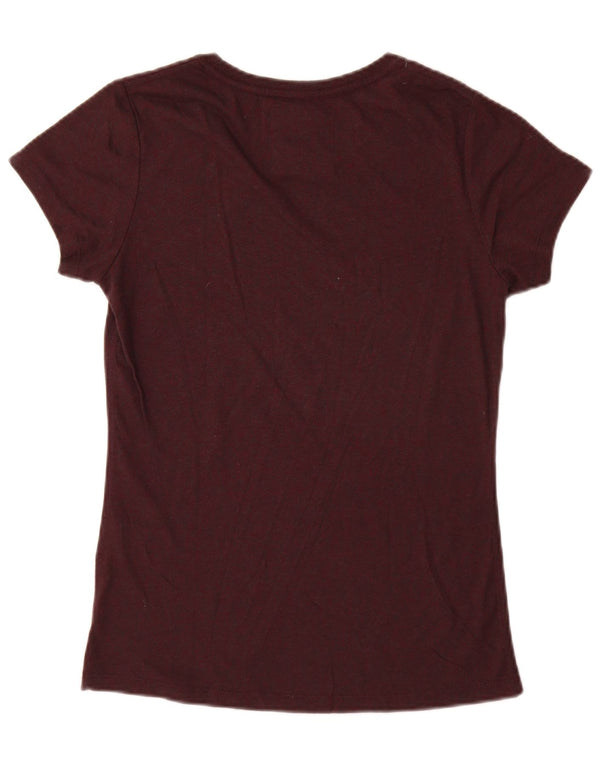 Superdry Womens Graphic T-Shirt Top UK 12 Medium Maroon Polyester