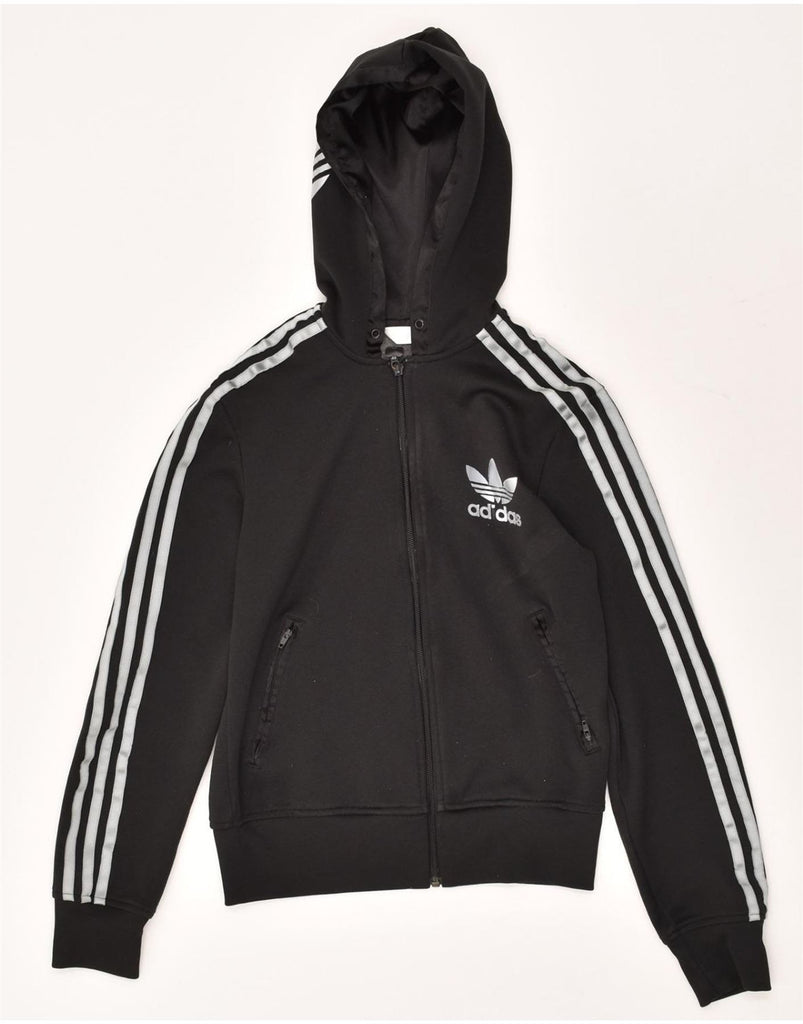 ADIDAS Womens Zip Hoodie Sweater EU 38 Medium Black Polyester | Vintage Adidas | Thrift | Second-Hand Adidas | Used Clothing | Messina Hembry 