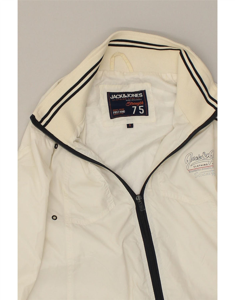 JACK & JONES Mens Bomber Jacket UK 36 Small Off White Nylon | Vintage Jack & Jones | Thrift | Second-Hand Jack & Jones | Used Clothing | Messina Hembry 