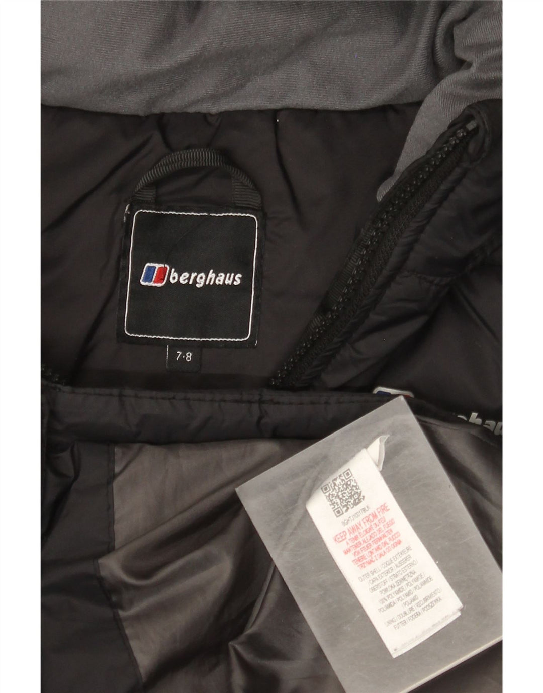 BERGHAUS Boys Hooded Padded Jacket 7-8 Years Black Polyamide