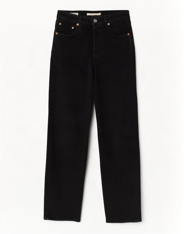 Levi's Womens Ribcage Straight Jeans W24 L27 Black Cotton