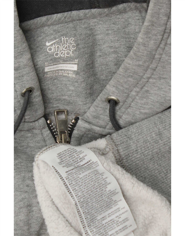 Nike Mens Zip Hoodie Sweater Medium Grey Flecked Cotton