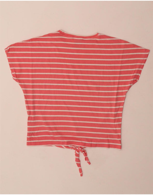 Puma Girls Front Tie T-Shirt Top 13-14 Years Pink Striped Cotton