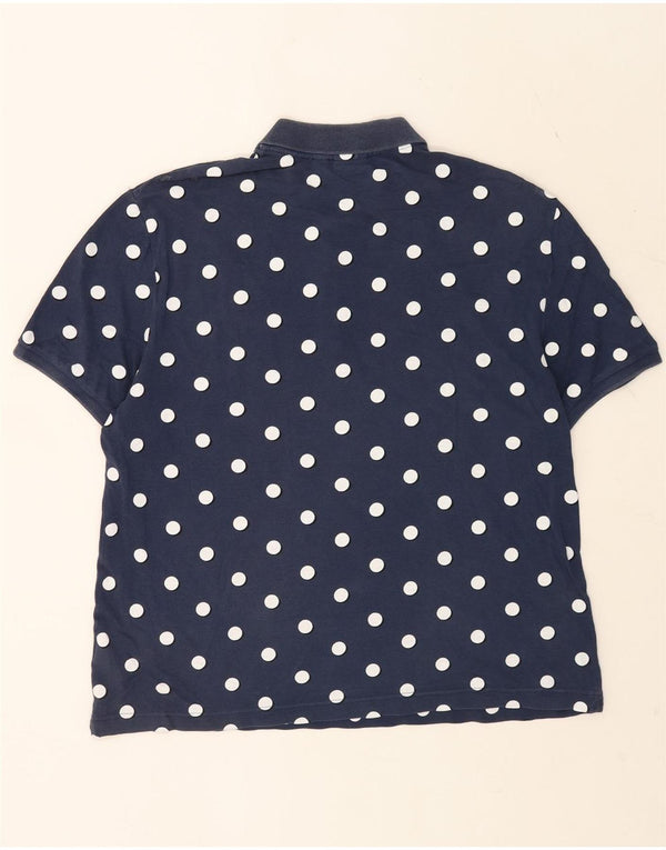 Lacoste Mens Polo Shirt Size 5 Large Navy Blue Polka Dot Cotton