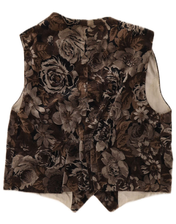 Vintage Womens Waistcoat UK 12 Medium Brown Floral
