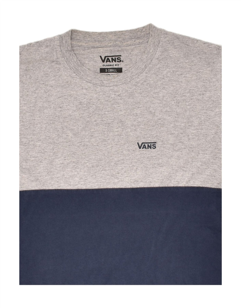 VANS Mens Classic Fit Graphic T-Shirt Top XS Navy Blue Colourblock Cotton | Vintage Vans | Thrift | Second-Hand Vans | Used Clothing | Messina Hembry 