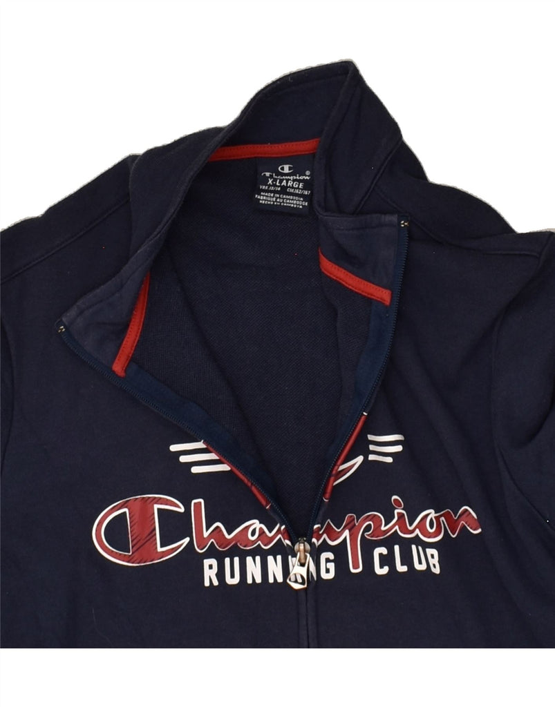 CHAMPION Boys Graphic Tracksuit Top Jacket 13-14 Years XL Navy Blue | Vintage Champion | Thrift | Second-Hand Champion | Used Clothing | Messina Hembry 