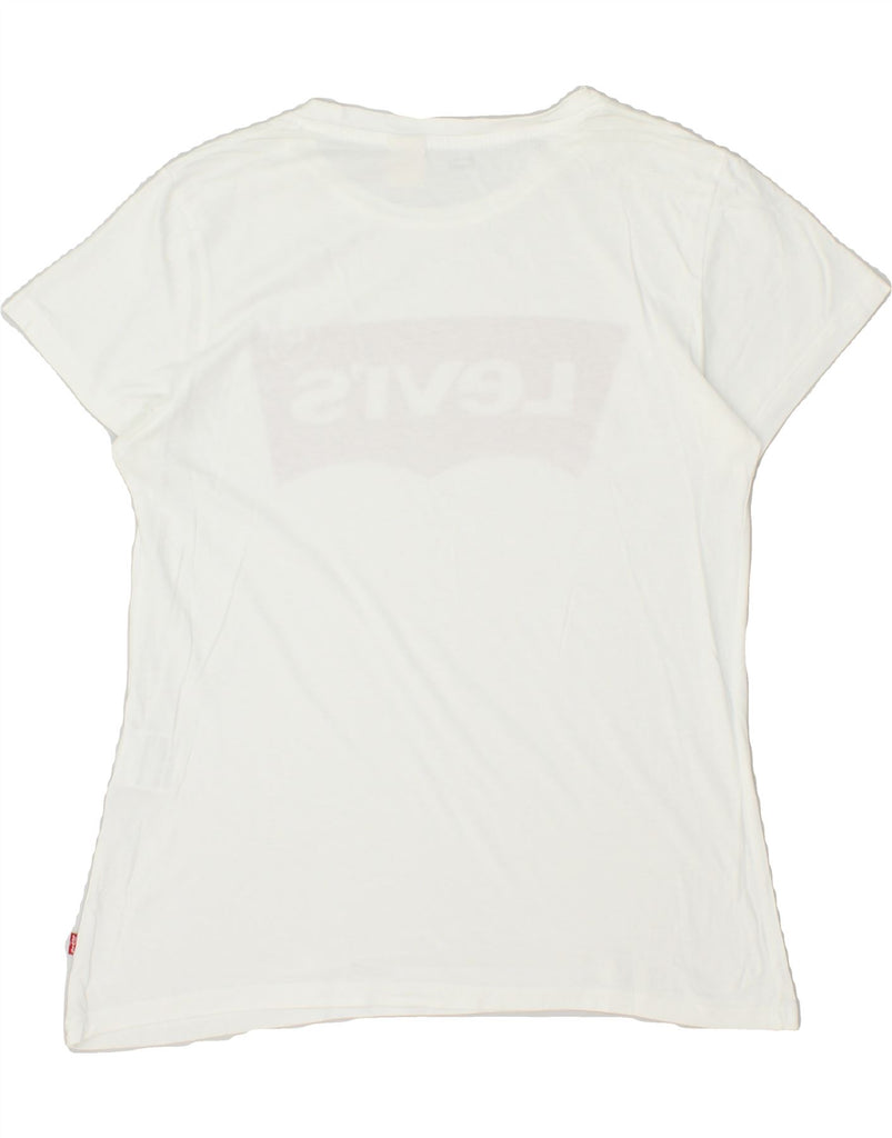 LEVI'S Womens Graphic T-Shirt Top UK 10 Small White | Vintage Levi's | Thrift | Second-Hand Levi's | Used Clothing | Messina Hembry 