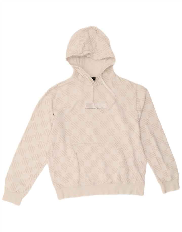 Nike Womens Oversized Hoodie Jumper UK 14 Medium White Geometric Cotton
