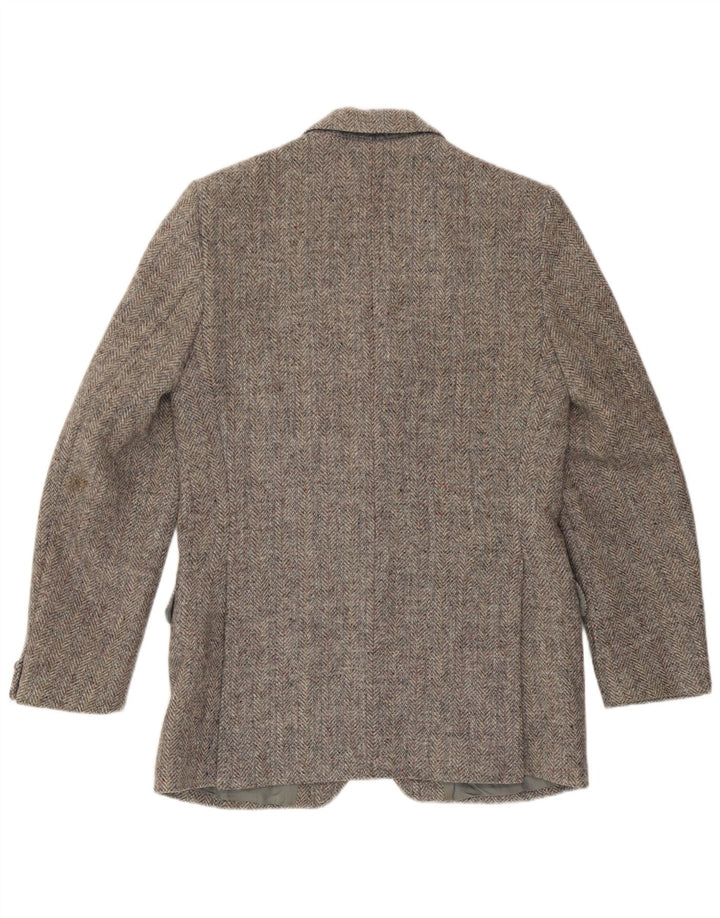 Harris Tweed Mens 2 Button Blazer Jacket UK 36 Small Grey Herringbone