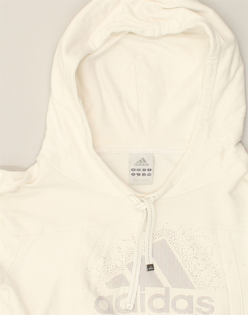 ADIDAS Womens Hoodie Jumper UK 16 Large White Cotton | Vintage Adidas | Thrift | Second-Hand Adidas | Used Clothing | Messina Hembry 